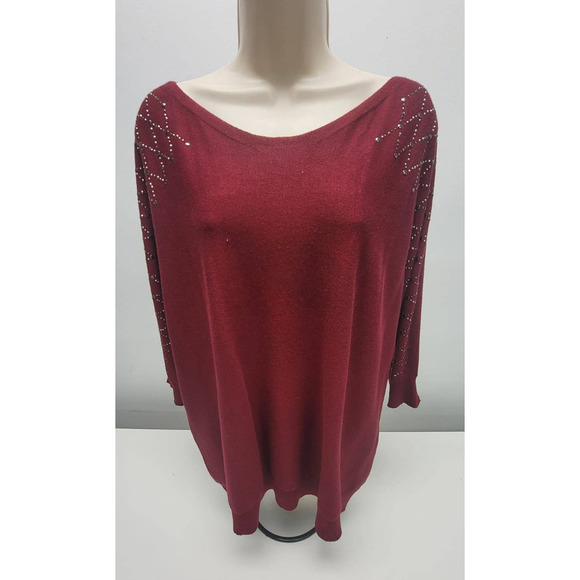 Women Knit Blouse Embellished 89th & Madison Red Size 3X - Picture 2 of 7